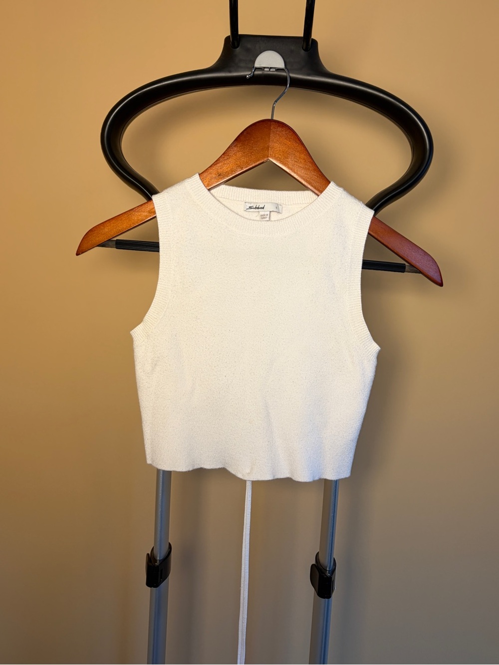 Sleeveless White Crop Tank with Tie Detail